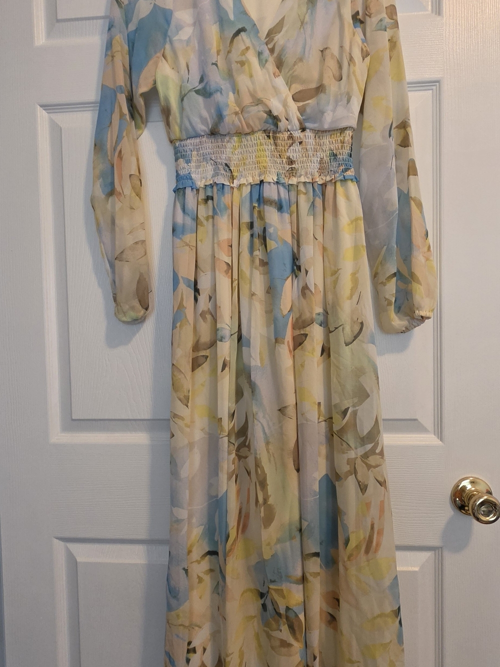 Laundry By Shelli Segal Pastel Blue & Cream Floral Wrap Maxi Dress